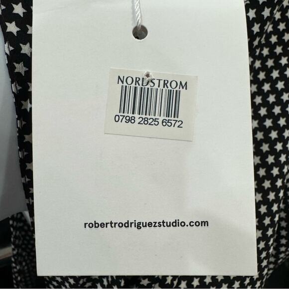 Silk Star Print Cold Shoulder Robert Rodriguez 100 Silk Dress, XSmall - Picture 10 of 12